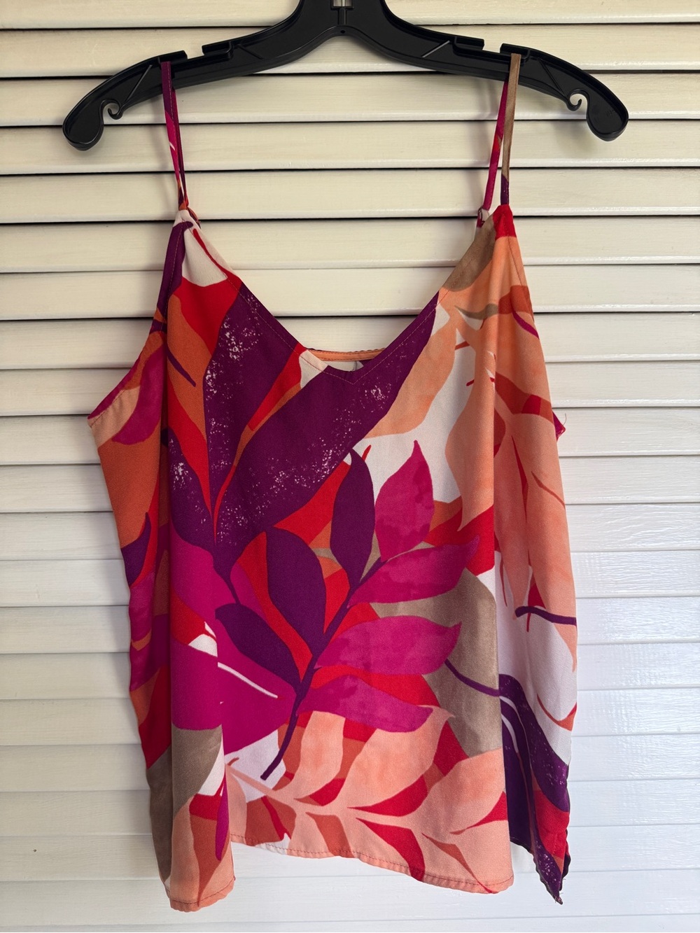a new day Floral Leaf Satin Cami - Pink, Peach, Purple